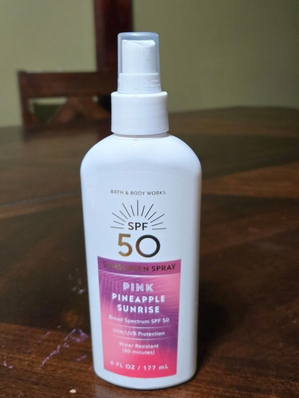 Bath & Body Works White SPF 50 Sunscreen Spray with Pink Label